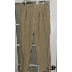 Lands End Corduroy Pants Mens 32 x 29 Traditional Fit Khaki pleated